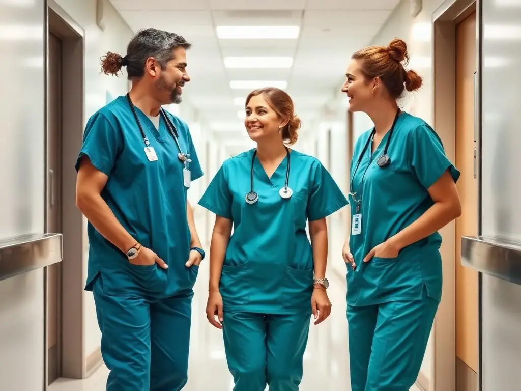 Healthcare professionals at work in a clinical setting