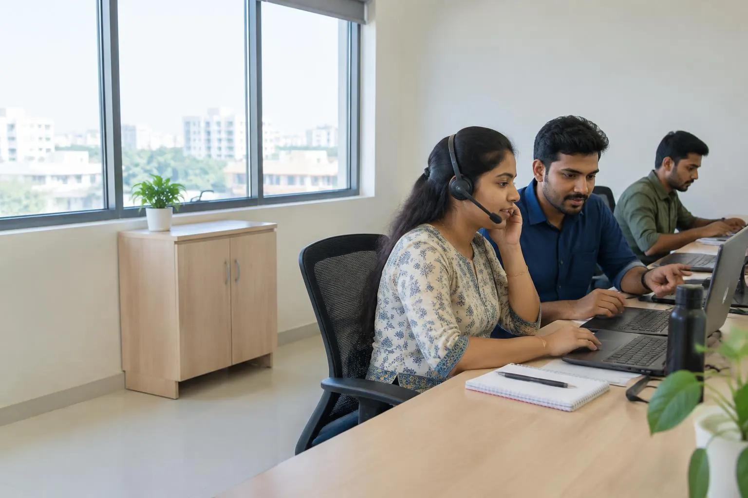 Offshore recruitment team coordinating candidate sourcing and calls